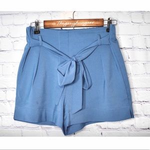 Pleated Paper Bag Shorts